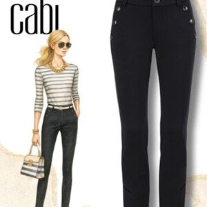 CAbi Maestro Slim-Fit Trousers  Button Accents Split Hem Career Neutral Sz 6